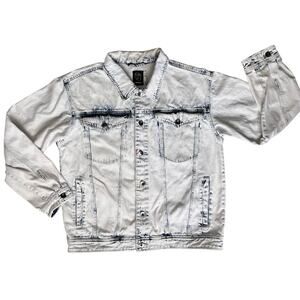 Y2k Acid Wash Jean Jacket Medium Casual Versatile Distressed 90s Upcycle It READ